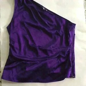 Elie Tahari One Shoulder Purple silk shirt Sz L
